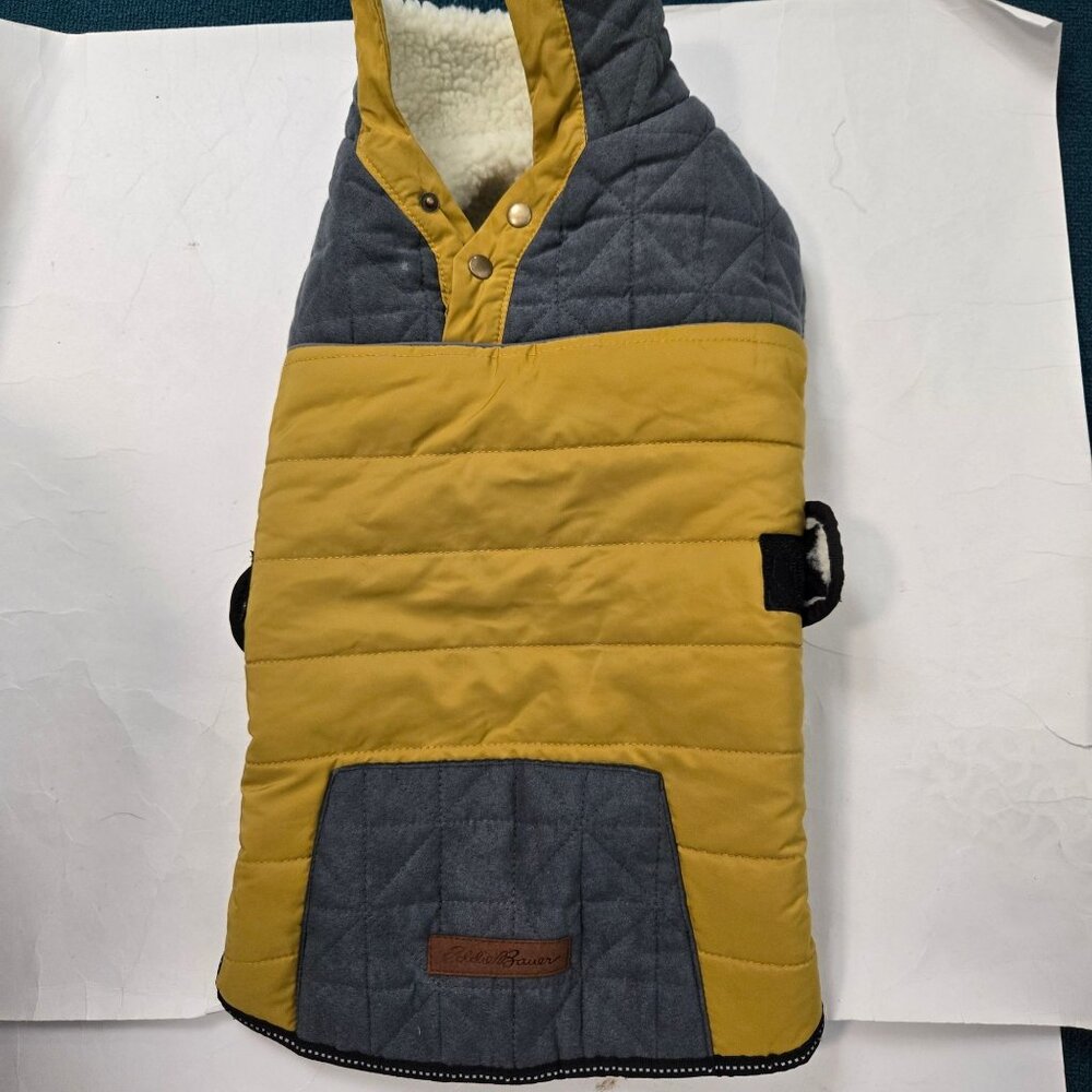 Eddie Bauer Gray and Yellow Quilted Dog Jacket - Picture 4 of 10